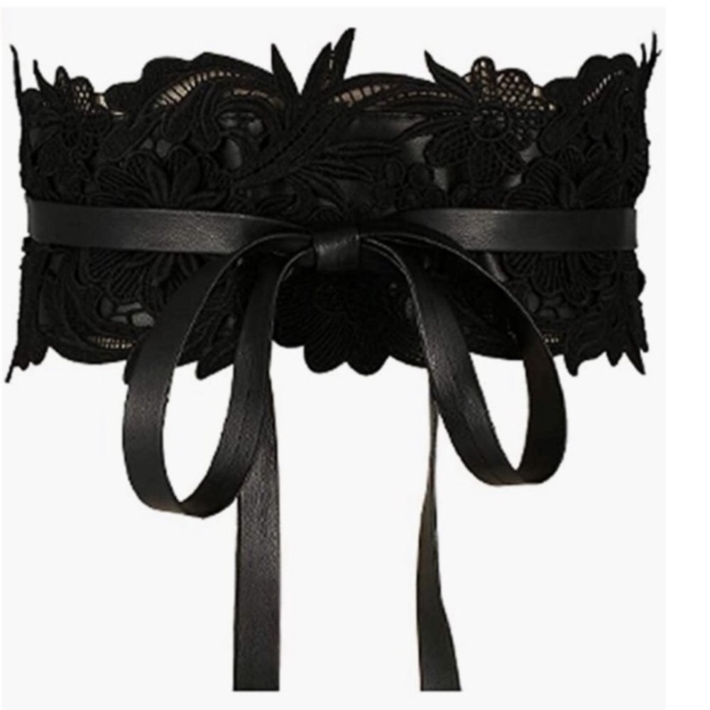 Fashion Black Lace Belts for Women Belt for Wedding Dress Wide Cummerbunds